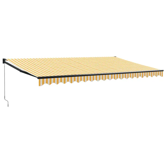 Copertină Retractabilă 5x3m - Galben/Alb - Textil/Aluminiu