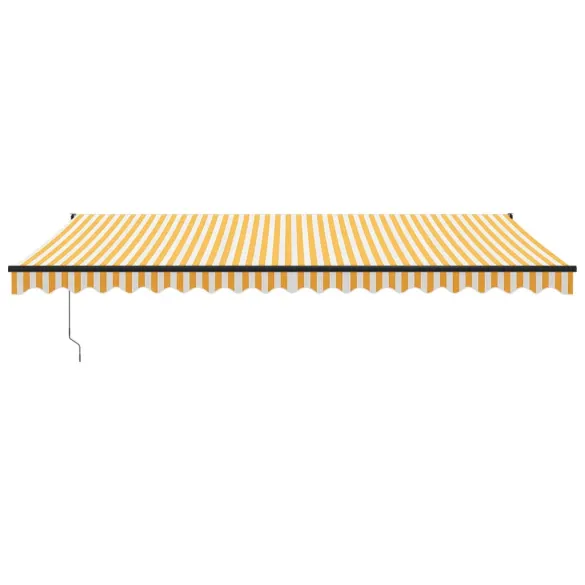Copertină Retractabilă 5x3m - Galben/Alb - Textil/Aluminiu