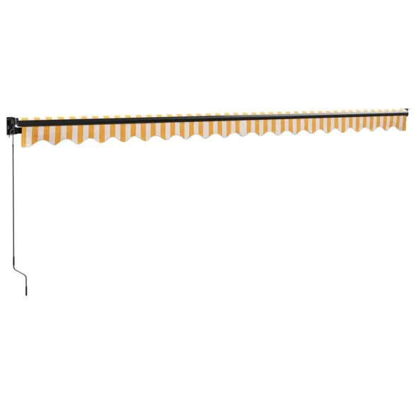 Copertină Retractabilă 5x3m - Galben/Alb - Textil/Aluminiu