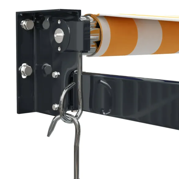 Copertină Retractabilă 5x3m - Galben/Alb - Textil/Aluminiu