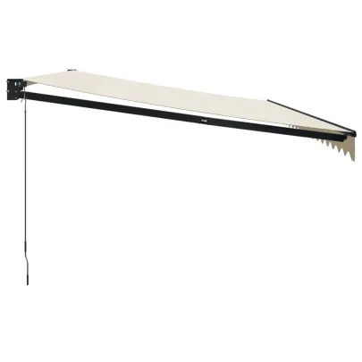 Copertină retractabilă crem 5x3m - Aluminiu și textil | Livrare gratuită