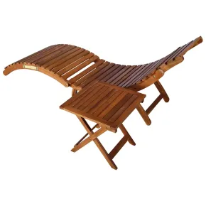 Șezlong Grădină cu Masă - Lemn Acacia | Livrare Gratuită 2