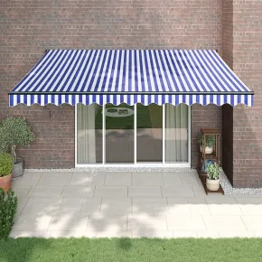 Copertină Retractabilă Albastru/Alb 4x3m - Textil/Aluminiu