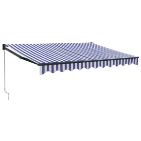 Copertină retractabilă terasă 3x2,5m - Albastru/alb - Livrare gratuită 2