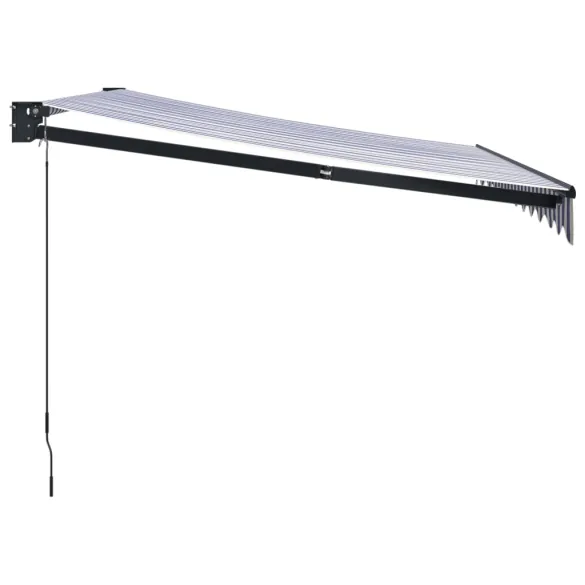 Copertină retractabilă terasă 3x2,5m - Albastru/alb - Livrare gratuită