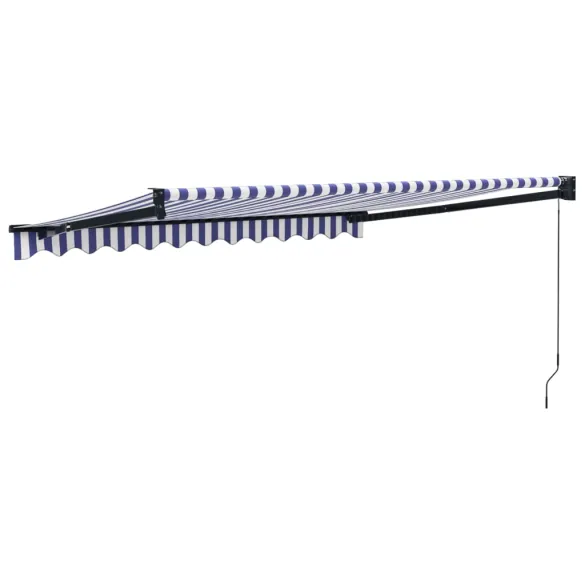 Copertină retractabilă terasă 3x2,5m - Albastru/alb - Livrare gratuită