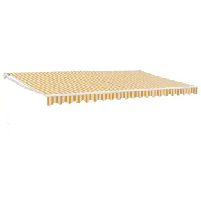 Copertină Retractabilă 5x3m - Galben/Alb - Textilă/Aluminiu 2