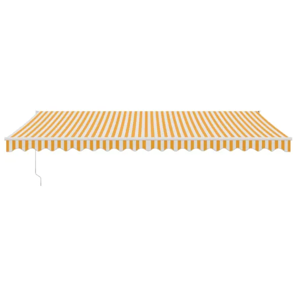 Copertină Retractabilă 5x3m - Galben/Alb - Textilă/Aluminiu