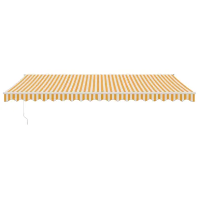 Copertină Retractabilă 5x3m - Galben/Alb - Textilă/Aluminiu