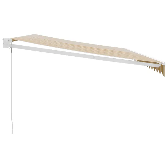 Copertină Retractabilă 5x3m - Galben/Alb - Textilă/Aluminiu