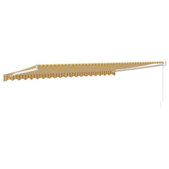 Copertină Retractabilă 5x3m - Galben/Alb - Textilă/Aluminiu