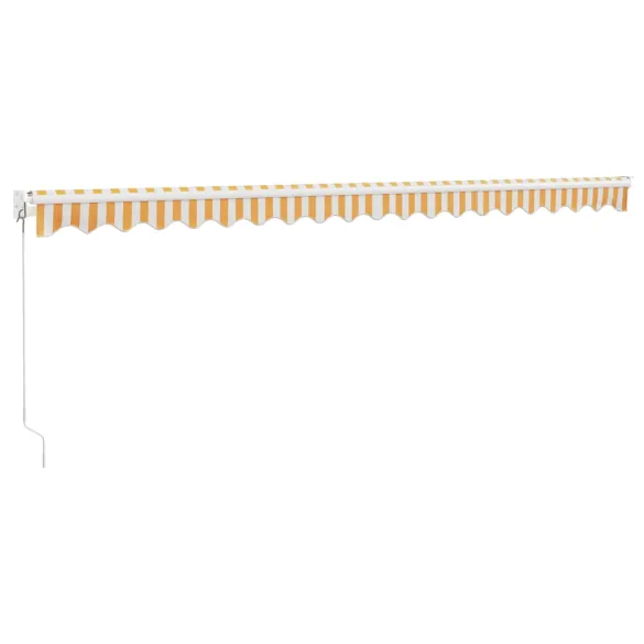 Copertină Retractabilă 5x3m - Galben/Alb - Textilă/Aluminiu