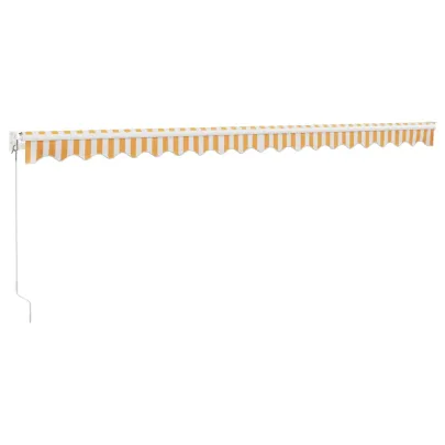 Copertină Retractabilă 5x3m - Galben/Alb - Textilă/Aluminiu