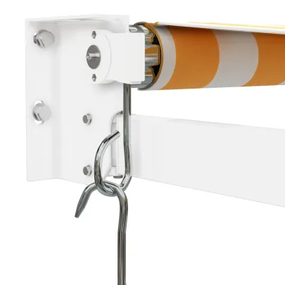 Copertină Retractabilă 5x3m - Galben/Alb - Textilă/Aluminiu