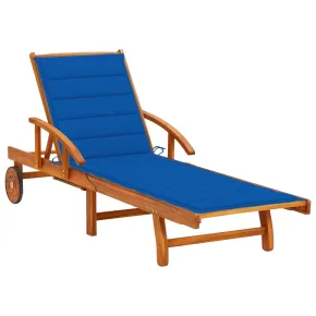 Șezlong Grădină Premium cu Pernă - Lemn Acacia | Livrare Gratuită