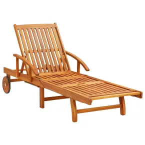 Șezlong Grădină Premium cu Pernă - Lemn Acacia | Livrare Gratuită 2