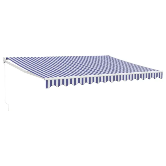 Copertină Retractabilă 4,5x3m - Albastru/Alb - Textil/Aluminiu