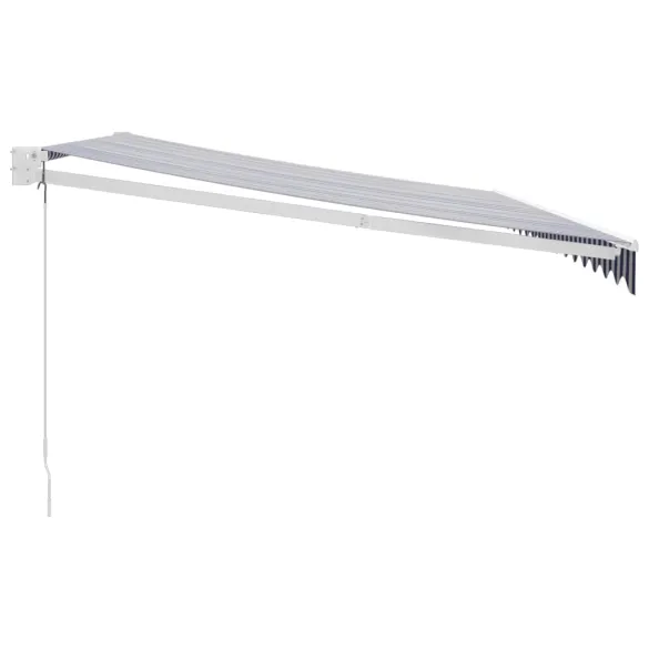 Copertină Retractabilă 4,5x3m - Albastru/Alb - Textil/Aluminiu