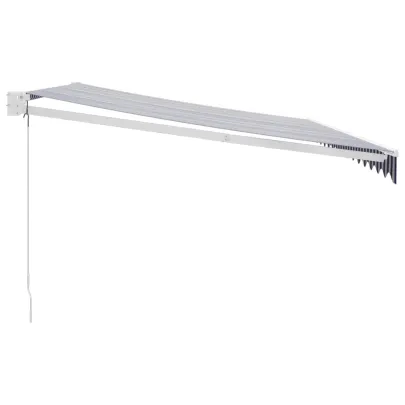 Copertină Retractabilă 4,5x3m - Albastru/Alb - Textil/Aluminiu