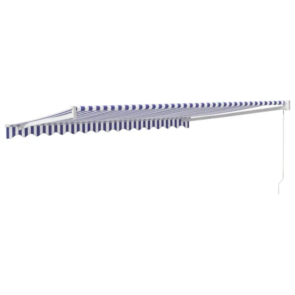 Copertină Retractabilă 4,5x3m - Albastru/Alb - Textil/Aluminiu