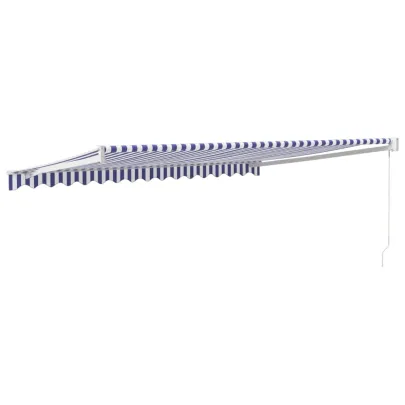 Copertină Retractabilă 4,5x3m - Albastru/Alb - Textil/Aluminiu