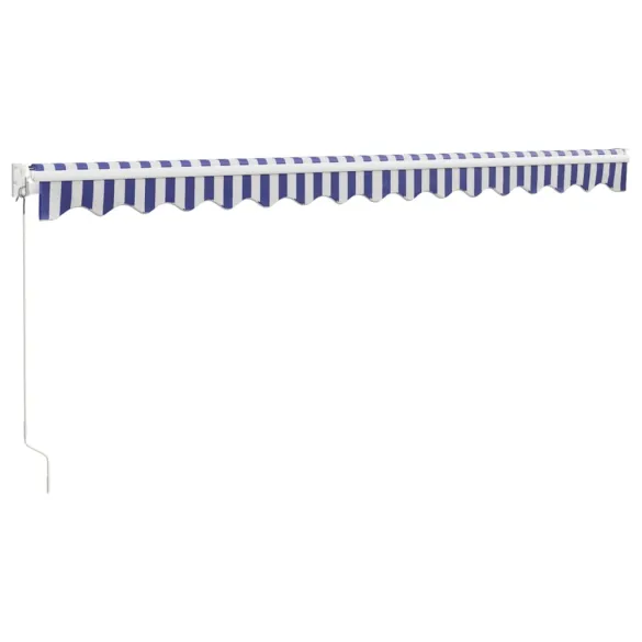 Copertină Retractabilă 4,5x3m - Albastru/Alb - Textil/Aluminiu