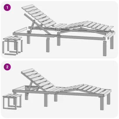 Șezlong cu Masă din Lemn de Pin - Comandă cu Livrare Gratuită