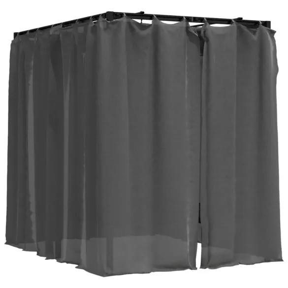 Șezlong Dublu cu Perdele Lateral și Baldachin - Antracit