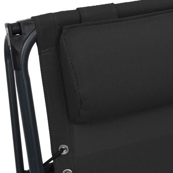 Set 2 Șezlonguri Pliabile Negru - Livrare Gratuită