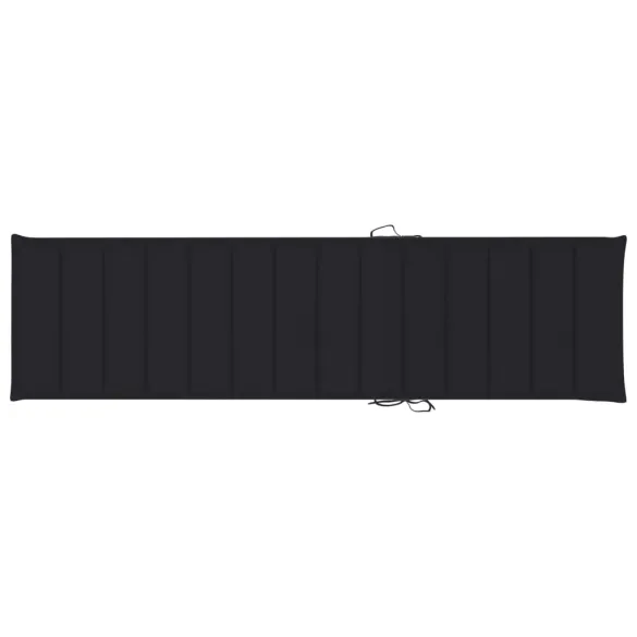 Șezlong Lemn Tec cu Pernă Negră - Livrare Gratuită