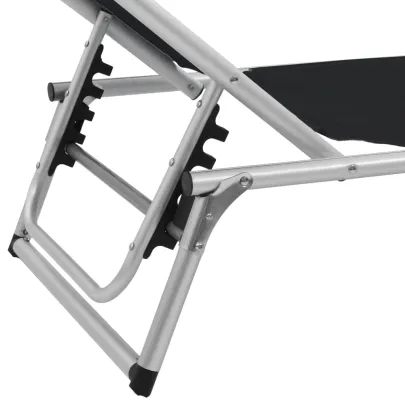 Șezlonguri Pliabile cu Acoperiș Negru - Set 2 Bucăți