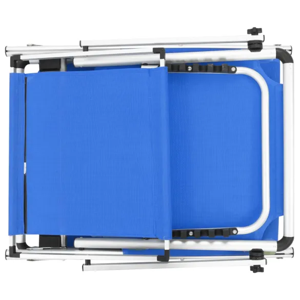 Șezlonguri Pliabile cu Acoperiș - Set 2 Bucăți Albastru