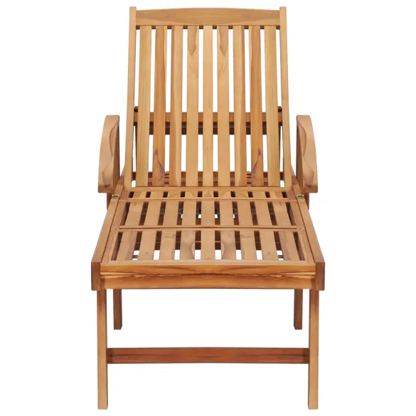 Șezlong cu Masă și Pernă din Lemn de Tec | Livrare Gratuită