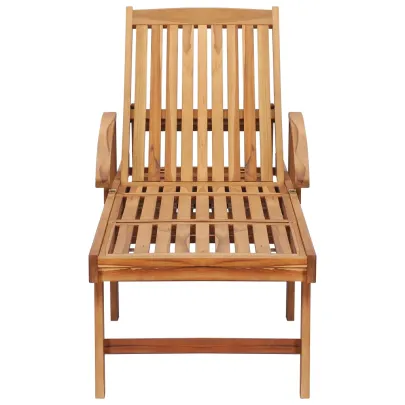 Șezlong cu Masă și Pernă din Lemn de Tec | Livrare Gratuită