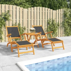 Șezlonguri Exterior Lemn Acacia - Set 2 Bucăți | Livrare Gratuită