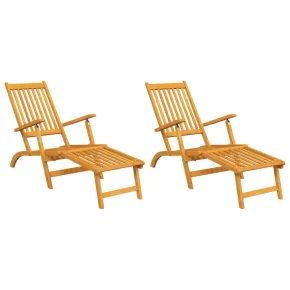 Set Șezlonguri Exterior cu Taburete - Lemn Acacia 2