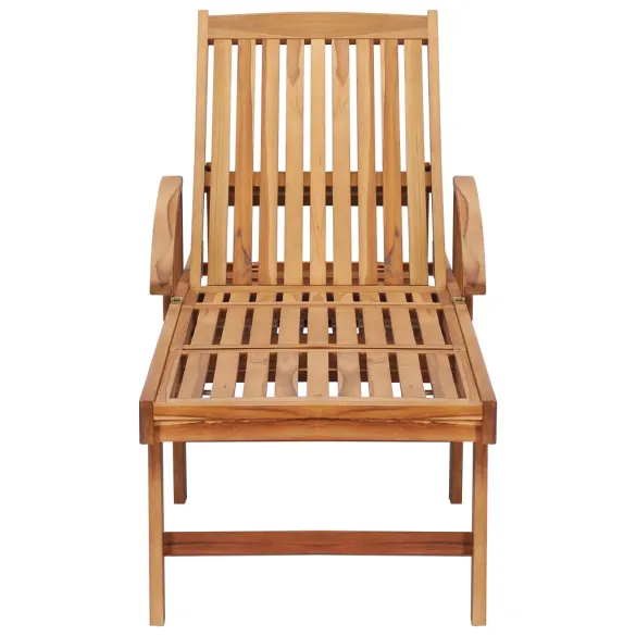 Șezlong Premium cu Masă - Lemn de Tec | Livrare Gratuită