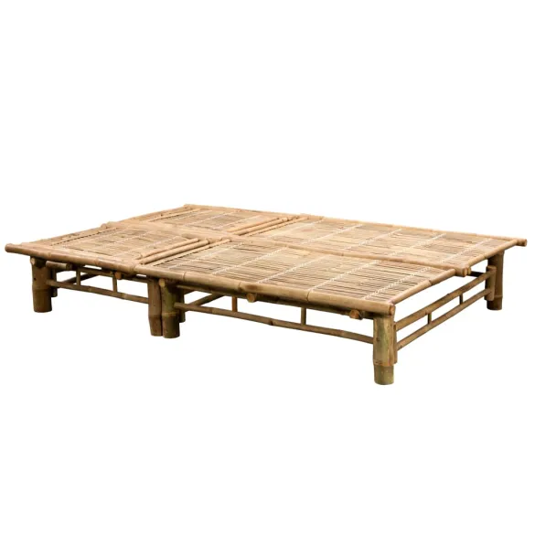 Șezlong 2 Persoane Bambus cu Perne | Livrare Gratuită