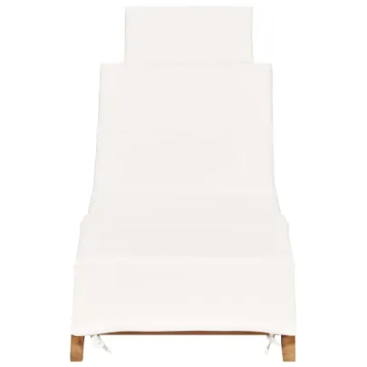 Șezlong Pliabil Grădină - Lemn Tec Masiv cu Pernă Albă