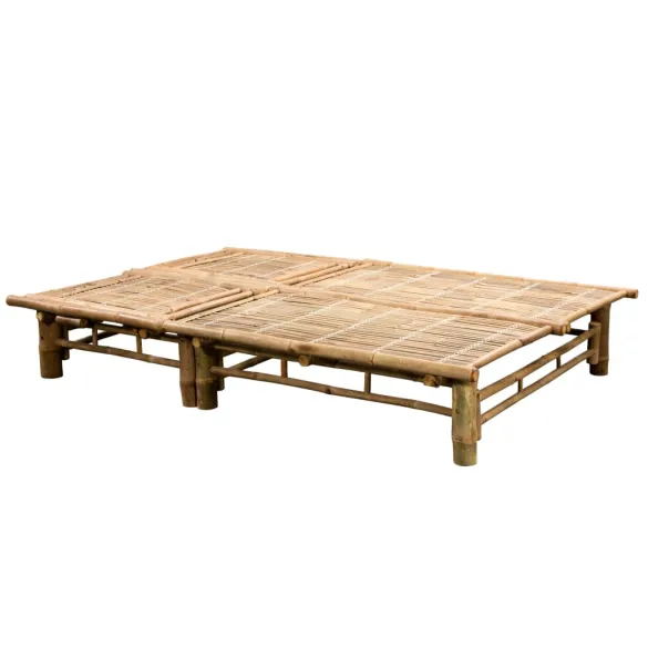 Șezlong 2 Persoane Bambus cu Perne | Livrare Gratuită