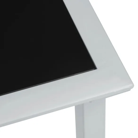 Set Șezlonguri cu Masă - 2 bucăți - Negru Aluminiu