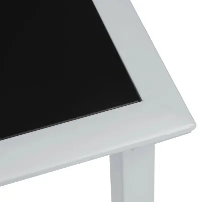 Set Șezlonguri cu Masă - 2 bucăți - Negru Aluminiu