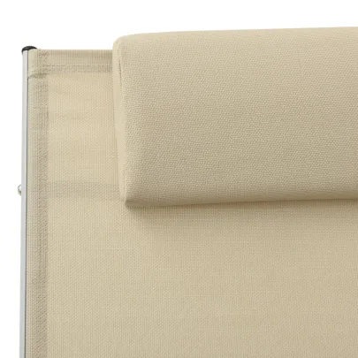 Șezlong cu Pernă Crem - Textilenă | Livrare Gratuită