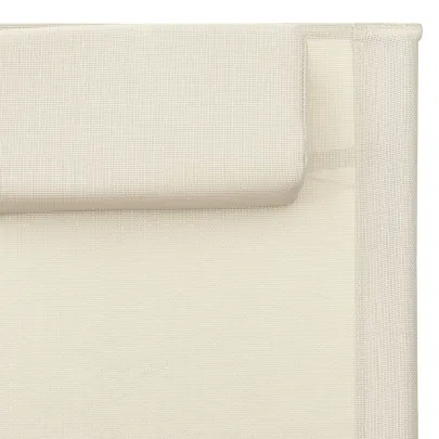 Șezlonguri Exterior - Set 2 Bucăți - Crem și Gri - Textilenă