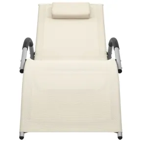 Șezlong Exterior Textilenă - Crem și Gri | Livrare Gratuită 2