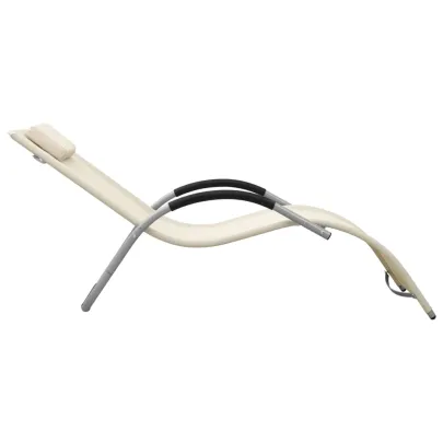 Șezlong Exterior Textilenă - Crem și Gri | Livrare Gratuită