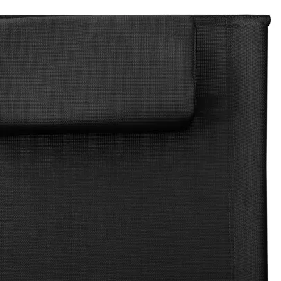 Șezlong Exterior Textilă - Negru și Gri | Livrare Gratuită