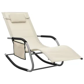 Șezlong Textil Crem Gri - Relaxare în Grădină sau Plajă