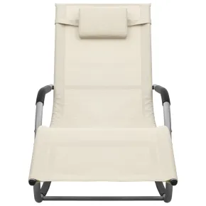 Șezlong Textil Crem Gri - Relaxare în Grădină sau Plajă 2