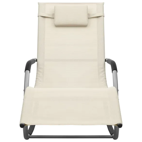 Șezlong Textil Crem Gri - Relaxare în Grădină sau Plajă